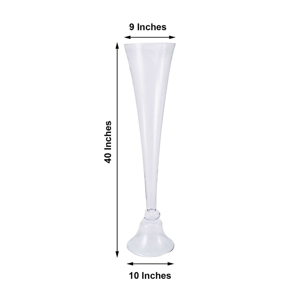 Glass Trumpet Floor Vase Reversible Clarinet Style 40" Clear - Sophisticated Floral Wedding Centerpiece